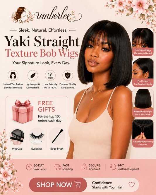 🔥Final 4 Hours: 46%OFF+Free Shipping:🌸Umberlee™ Yaki Straight Bob Wigs — Natural Texture, Soft Finish, Everyday Ready🌸