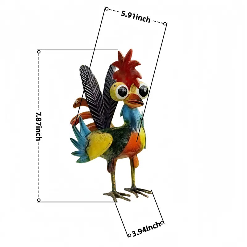🐓 Colorful Metal Rooster Statue - Farmhouse, Patio, and Garden Decor