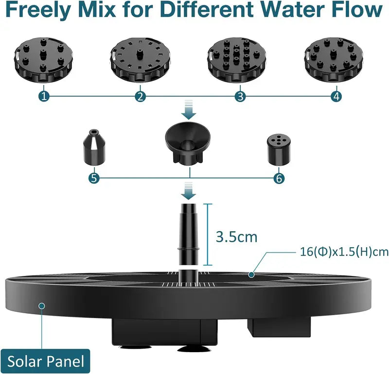 🌞Solar Fountain💧 – Solar Powered Bird Bath Pump, 1.4W Panel, 4 Nozzles