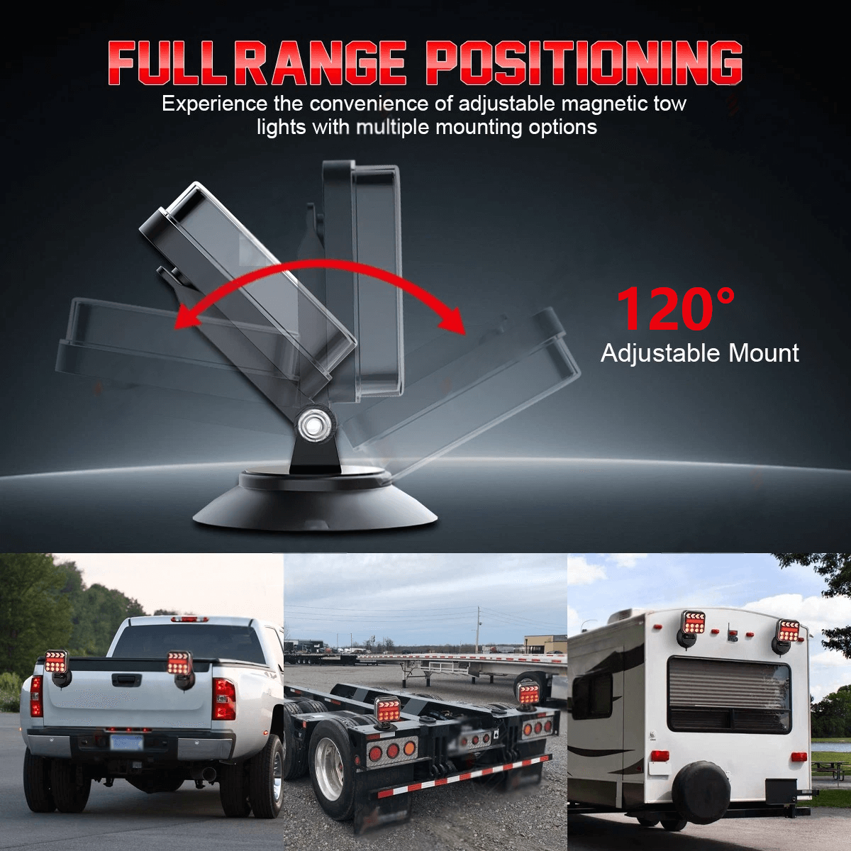 Universal Suction Cup & Magnetic Wireless Trailer Lights